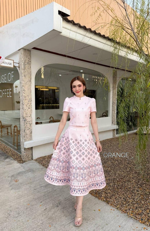 ORANGE JUICE Printed Tops With Long Skirts Sets